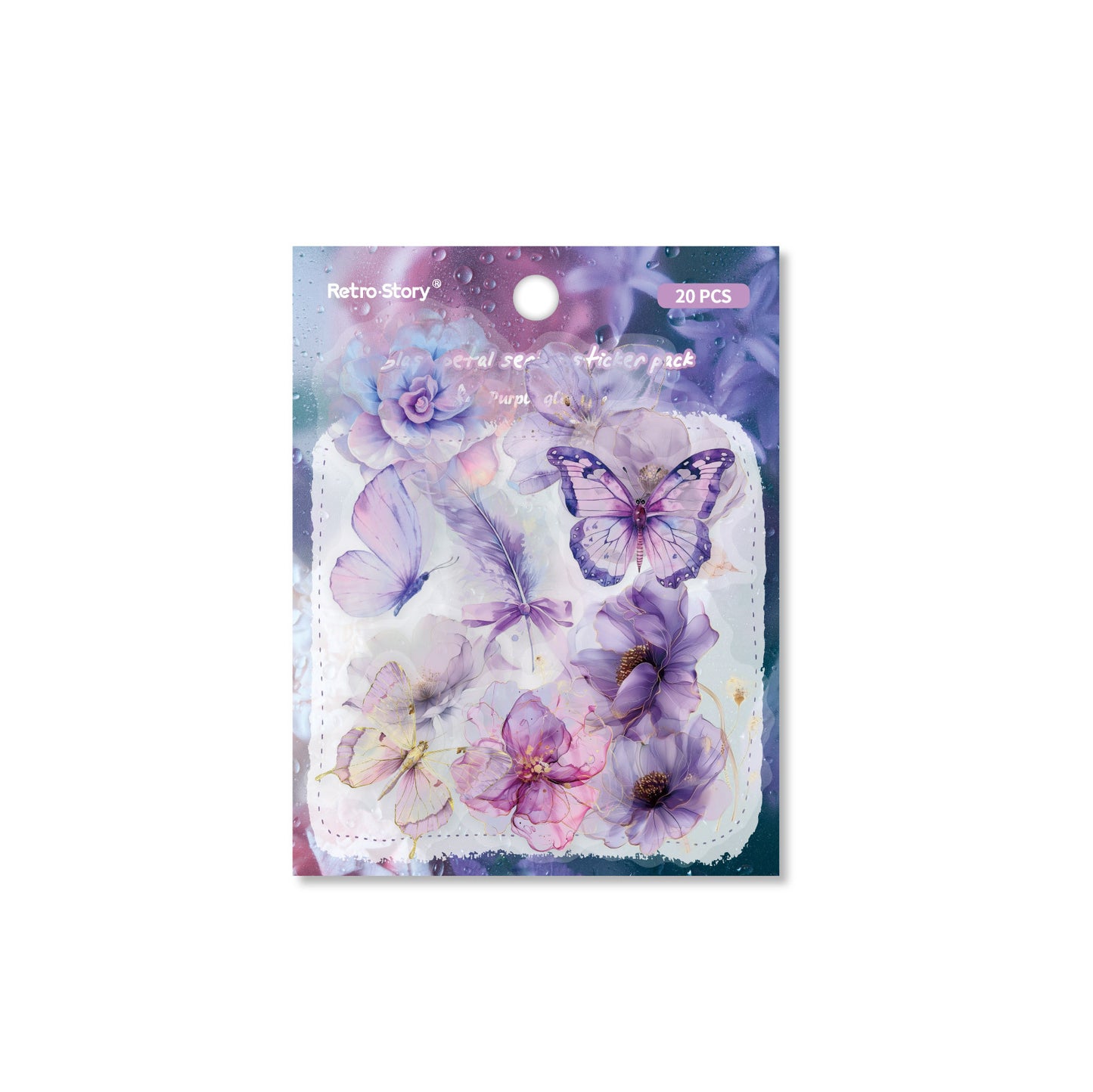 20 Pcs Watercolor Flower PET Stickers LLBXL