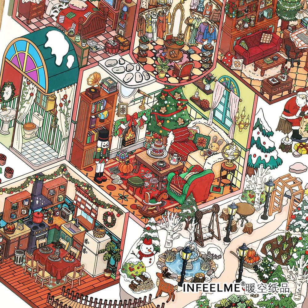 3D Christmas House Scene DIY Stickers Kit WDXW13