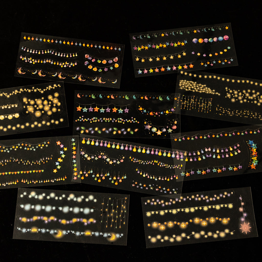 18 Pcs Light Planets PET Stickers Book XGZY