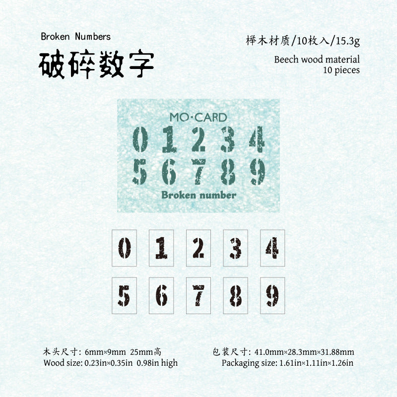 10 Pcs Alphabet Number Wooden Stamp Kit SZYJ