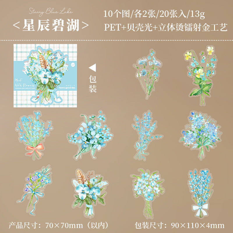 20 Pcs PET Flower Stickers PHJM