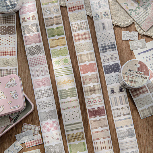 1 Roll Fabric Grid Washi Stickers Tape SZBB