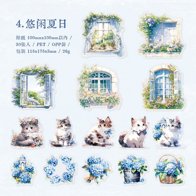 30 Pcs Window Themed PET Stickers LGCT