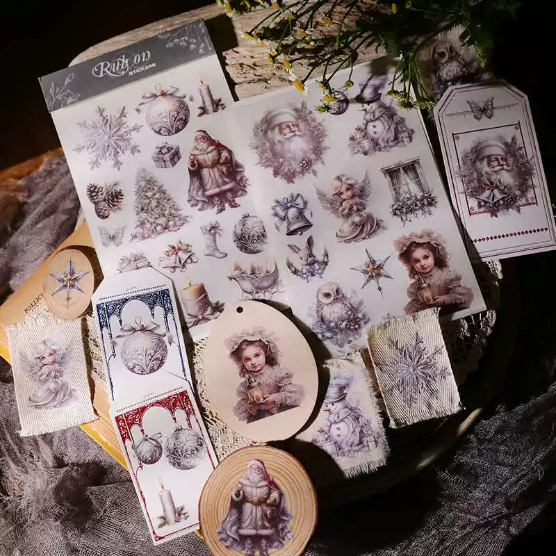 2 Sheets Rub on Stickers - Silver Christmas