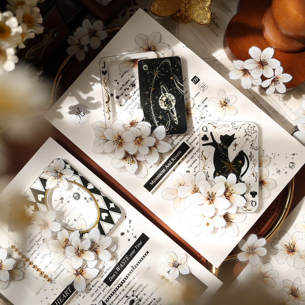 Floral Decorative Tape Rolls- Whisper of White Blooms