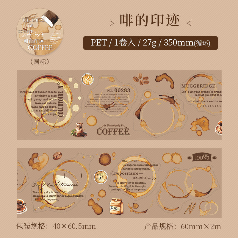 1 Roll Coffee Mark Pre-cut Stickers Tape HSDKJ