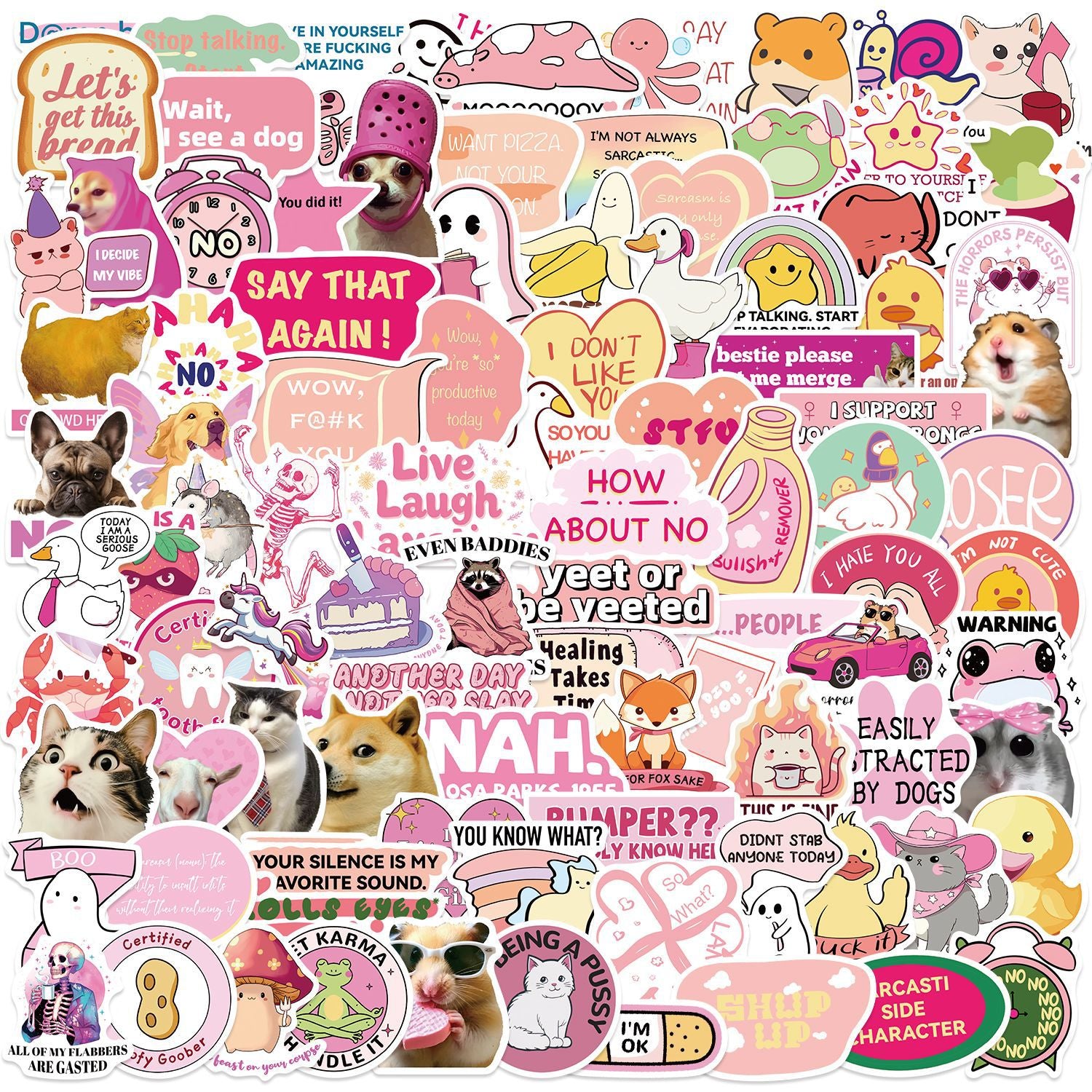 50PCS Funny Sarcastic Meme Vinyl Stickers FUN15