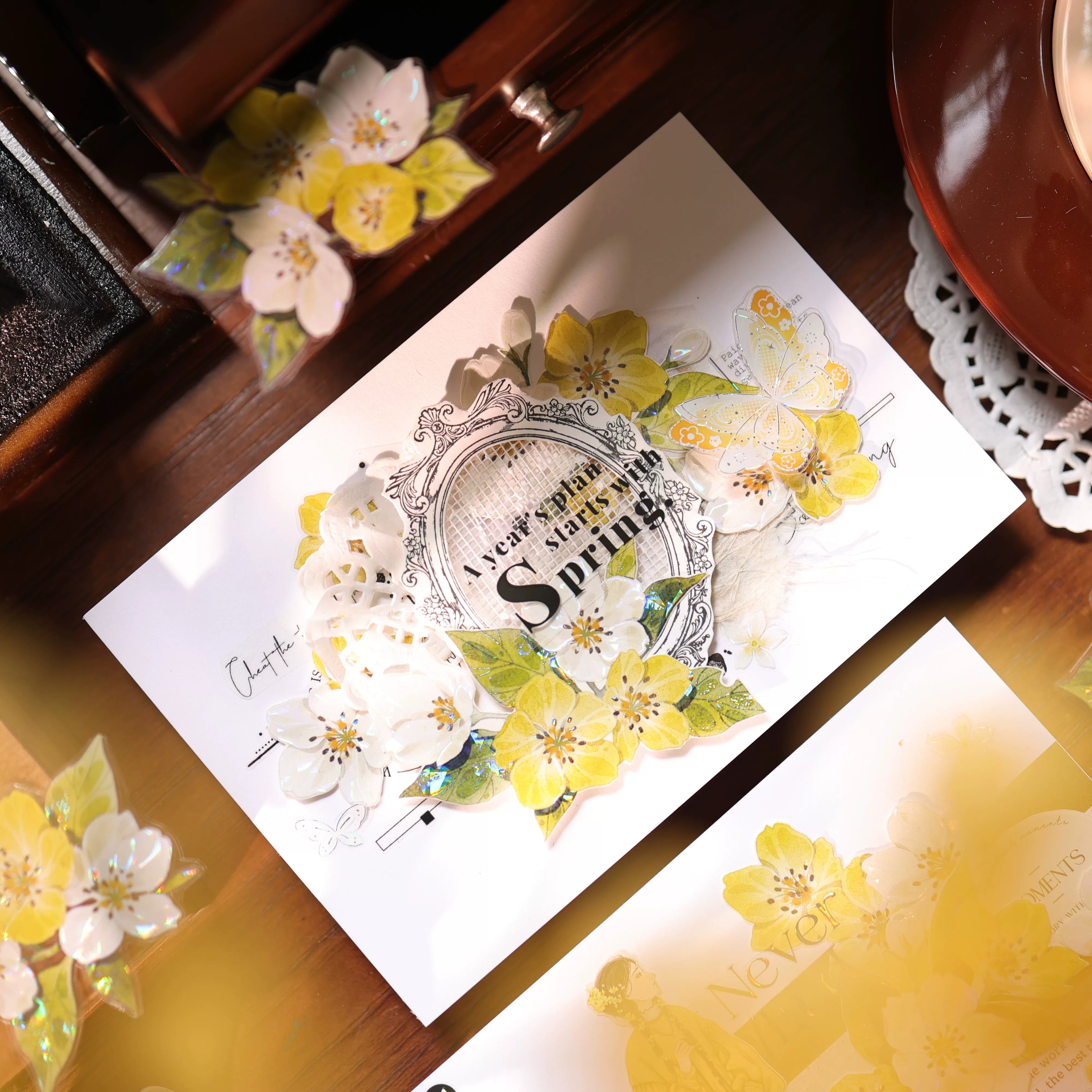 Floral Decorative Tape Rolls- Creamy Pear