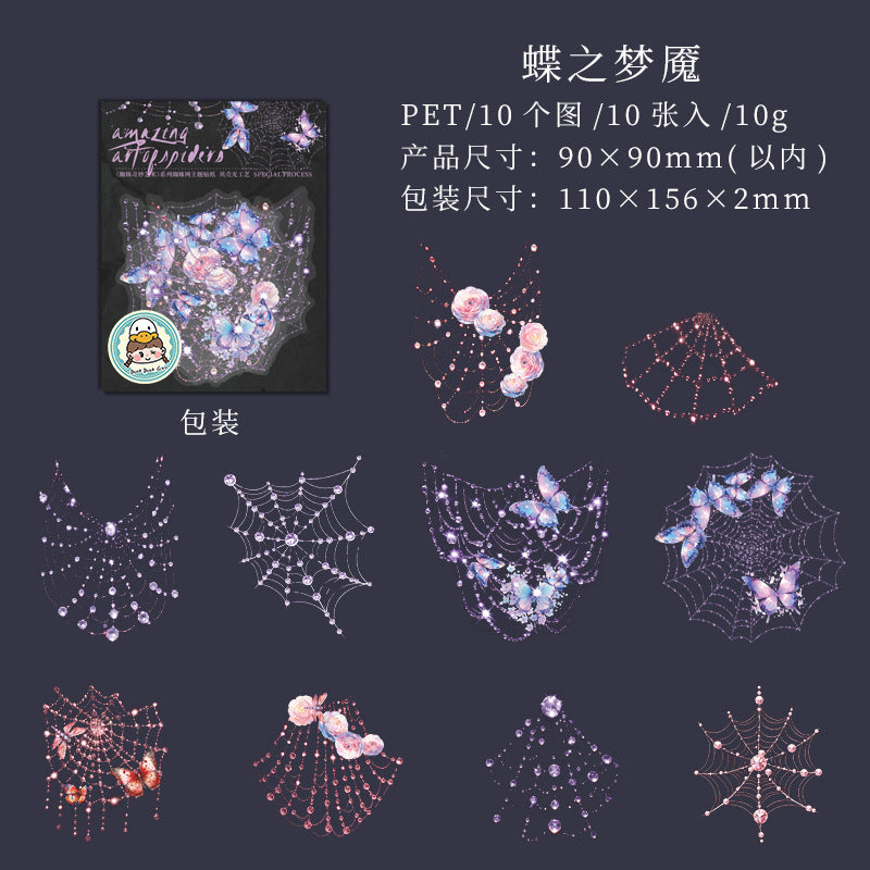 10 Pcs Cobweb PET Stickers ZZQMYS