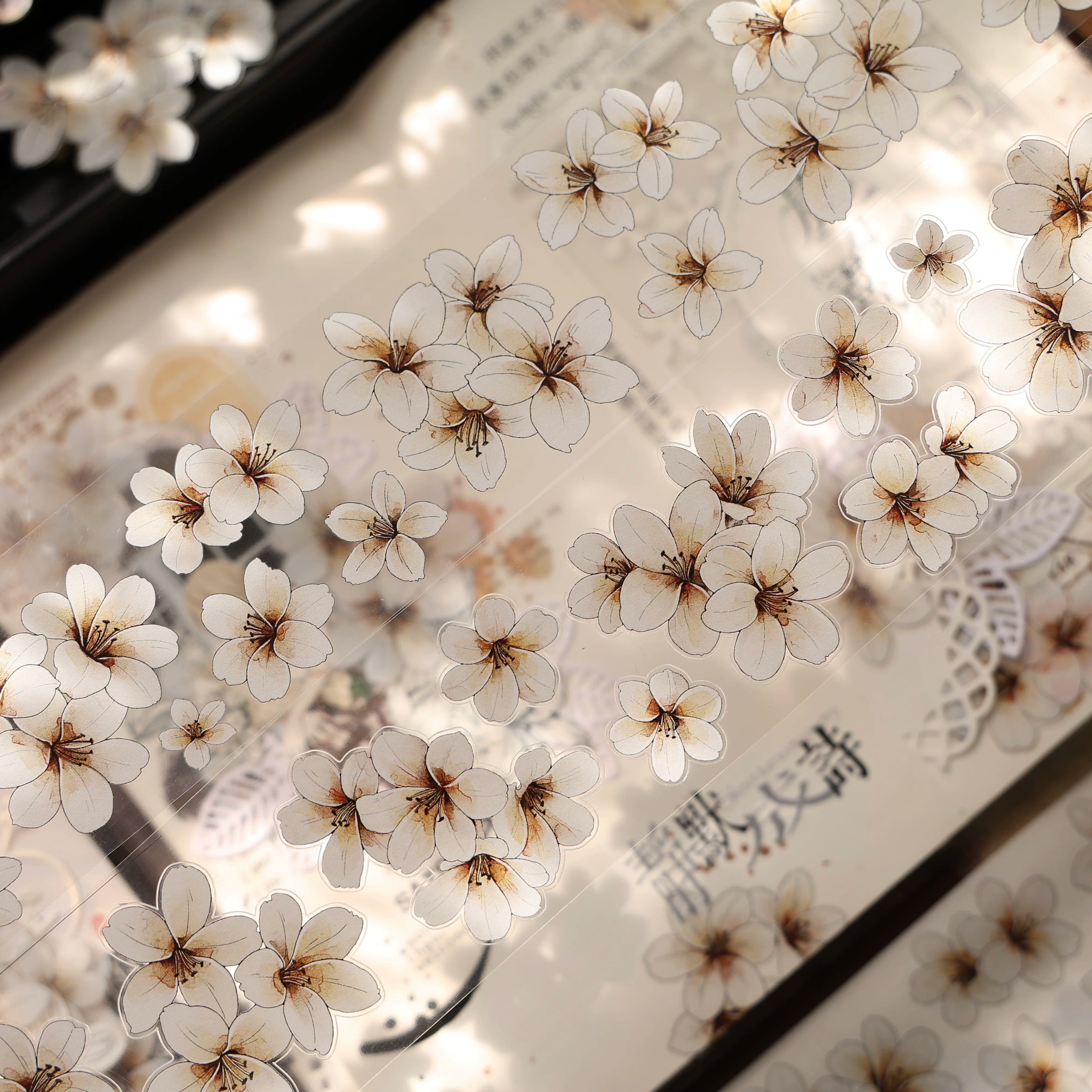 Floral Decorative Tape Rolls- Whisper of White Blooms
