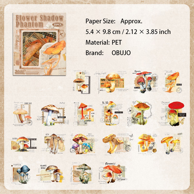 20 Pcs Flower Collage PET Stickers CJHY