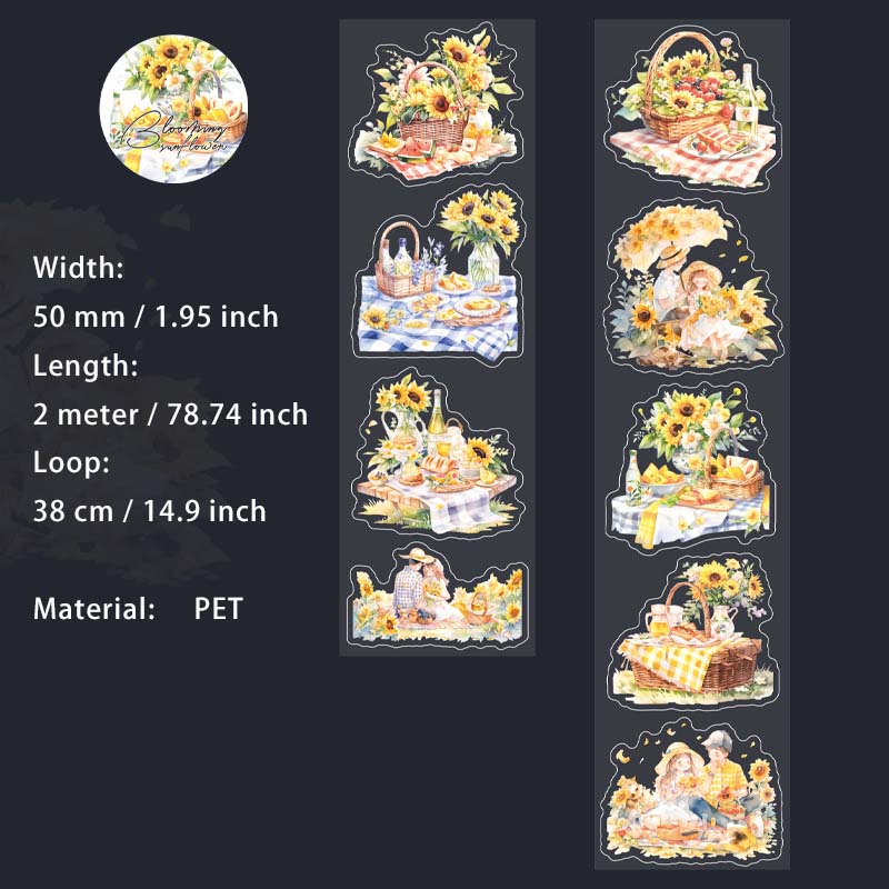 1 Roll Sunflower Garden PET Stickers Tape SFXRK
