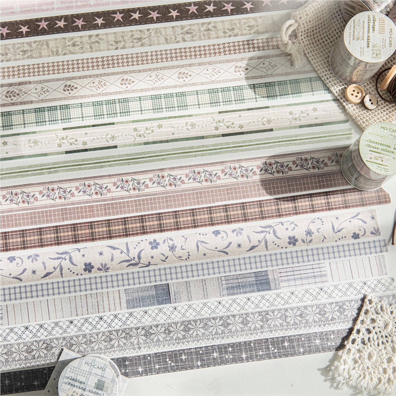 3 Rolls Vitnage Grid Washi Tapes Set SZBY