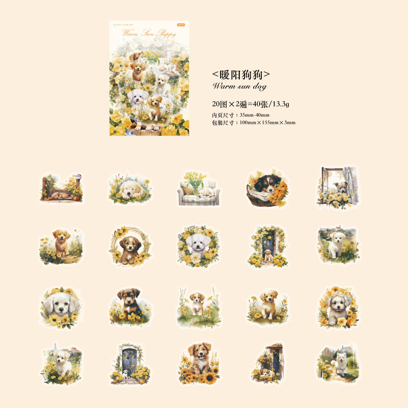 40 Pcs PET Animal Stickers SLMC