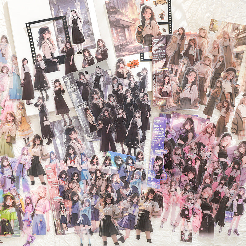 34 Pcs Urban Girl Stickers and Journal Paper Kit SSZZ