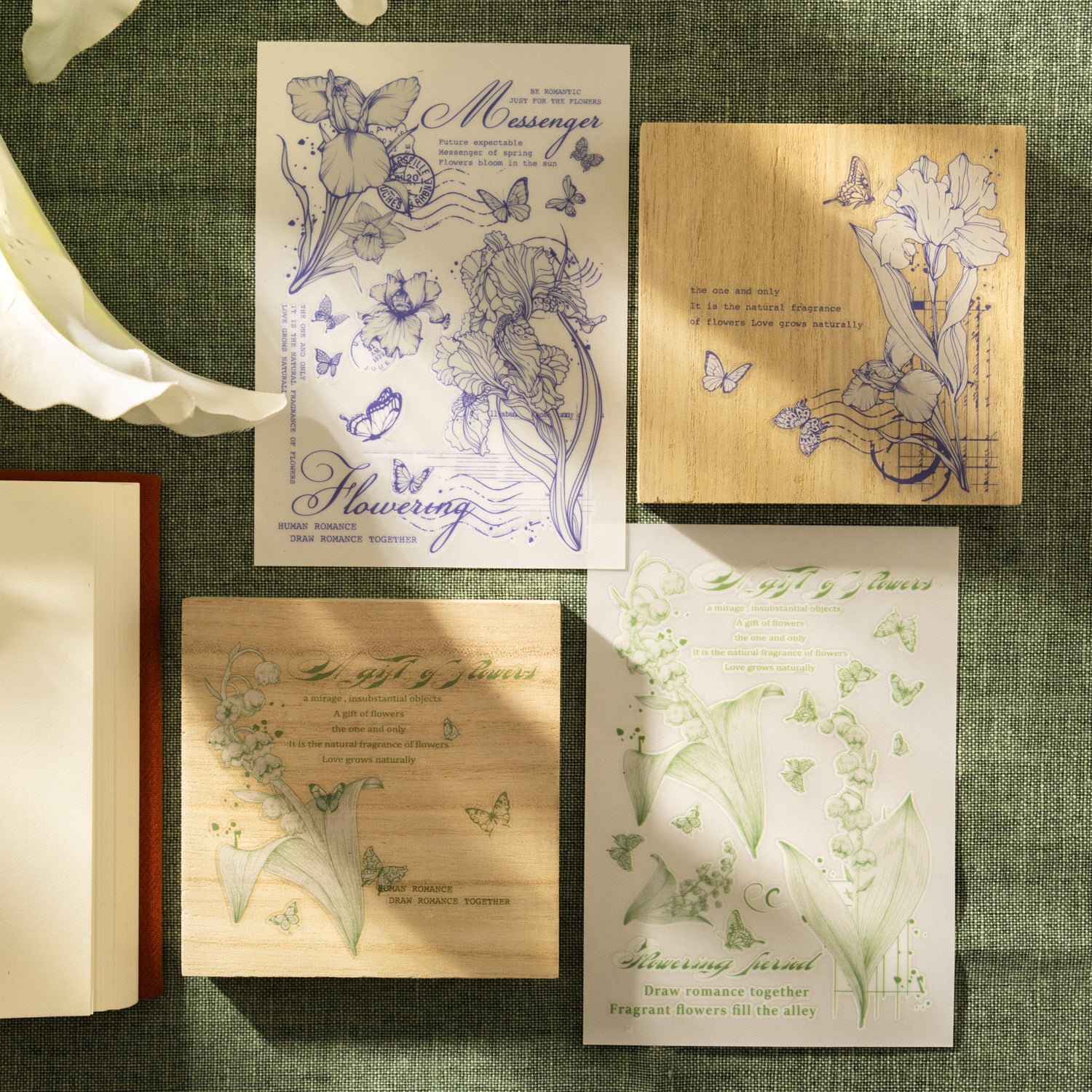 3 Pcs Flower Transfer Stickers QTHY