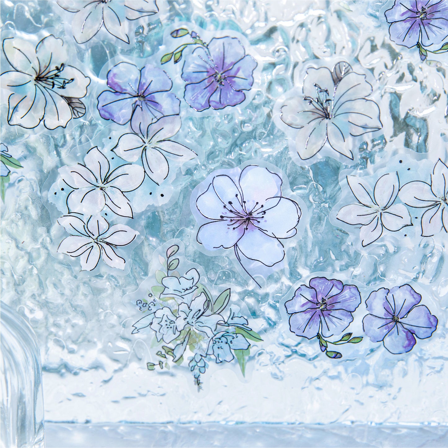 20 Pcs Watercolor Flower PET Stickers FHRM