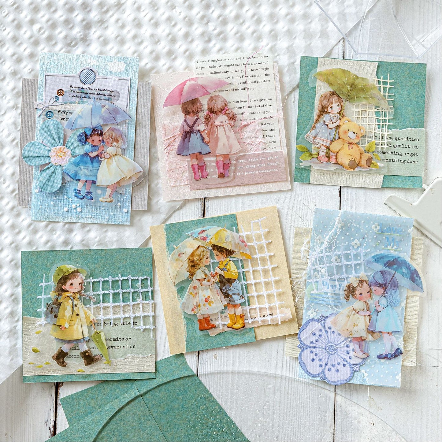 30 Pcs Rainy Childhood PET Stickers YJTH