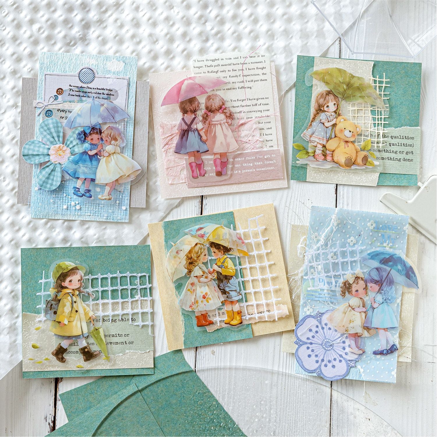 30 Pcs Rainy Childhood PET Stickers YJTH