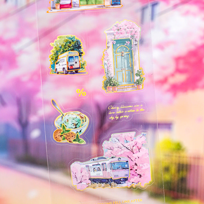 1 Roll Gold Foil Travel Theme PET Stickers Tape CSMYJ