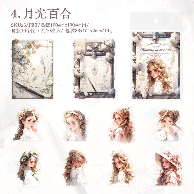 10 Pcs Fantasy Theme PET Stickers MZHXQ