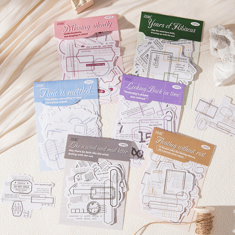 10 Pcs Vintage Collage Washi Stickers SGZY