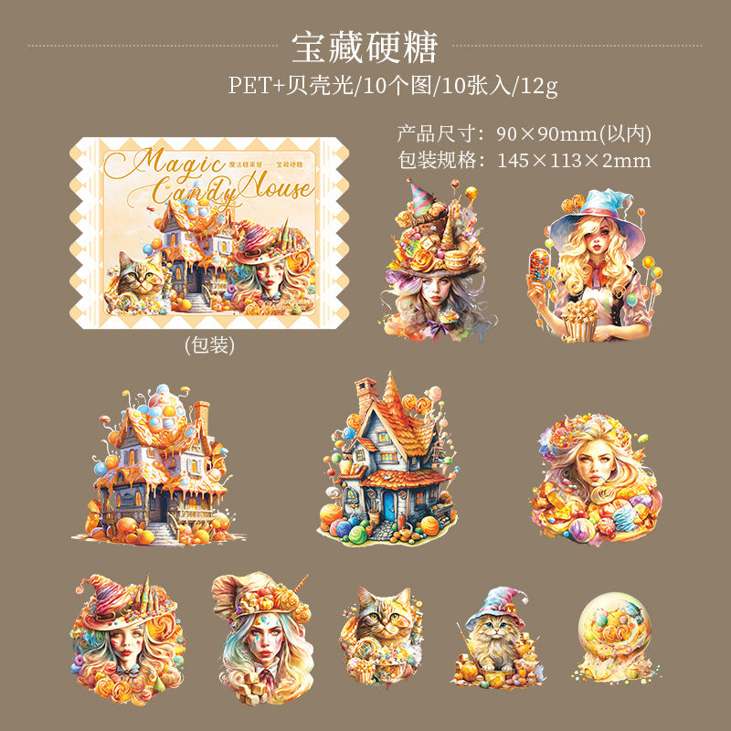10 Pcs Candy House PET Stickers MFTGW