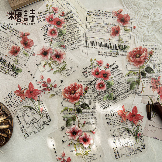10 Pcs Flower Words PET Stickers WHTSJ