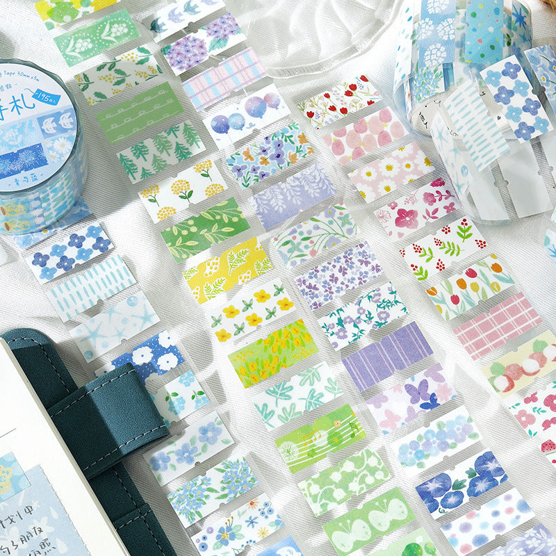 Chrono Ticket Floral Patchwork Die-Cut Tape - Blue