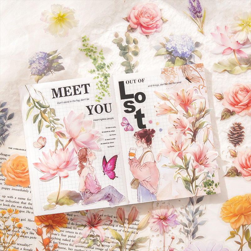 70 Pcs Floral Paper and Stickers Kit HDPTS