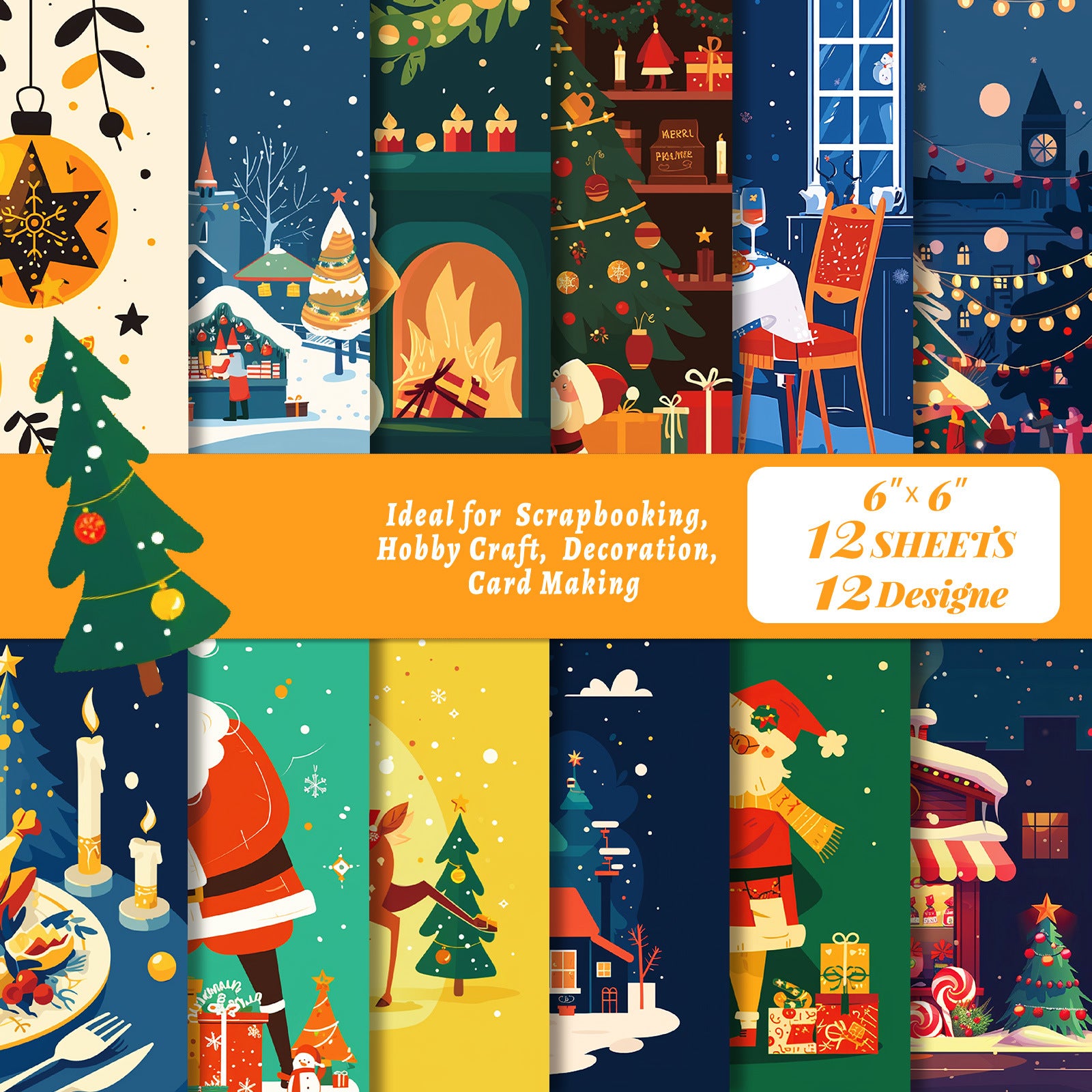 6 inch Christmas Eve Scrapbook Paper Pad PA203