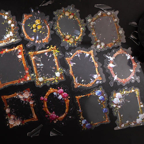 10 Pcs Rose Frame PET Stickers PSMG