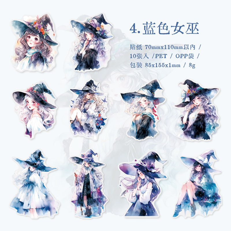 10 Pcs Magic Girl PET Stickers MNGSL