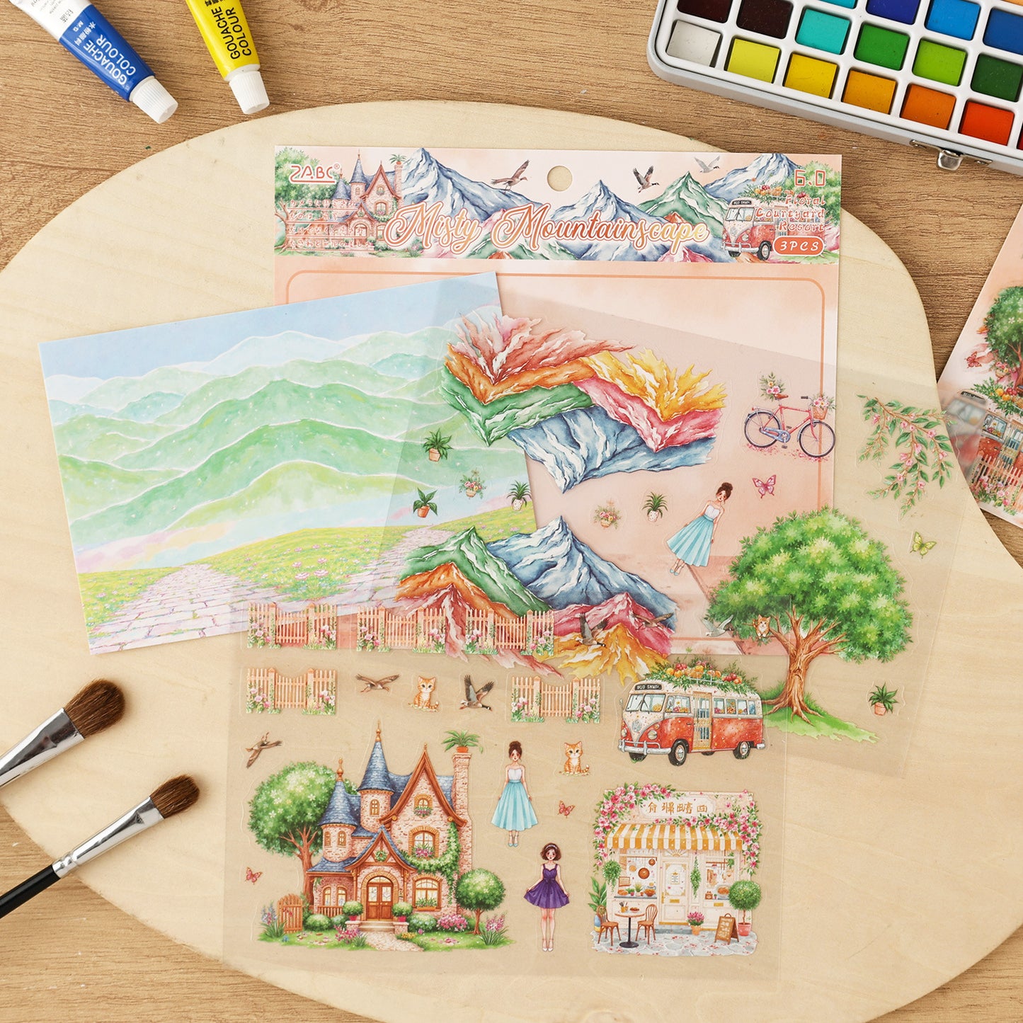 Fantasy Garden Manor Scene DIY Stickers Kit HYTL