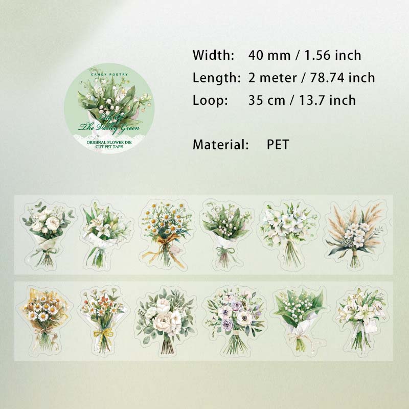 1 Roll Flower Bouquet PET Stickers Tape LMHS
