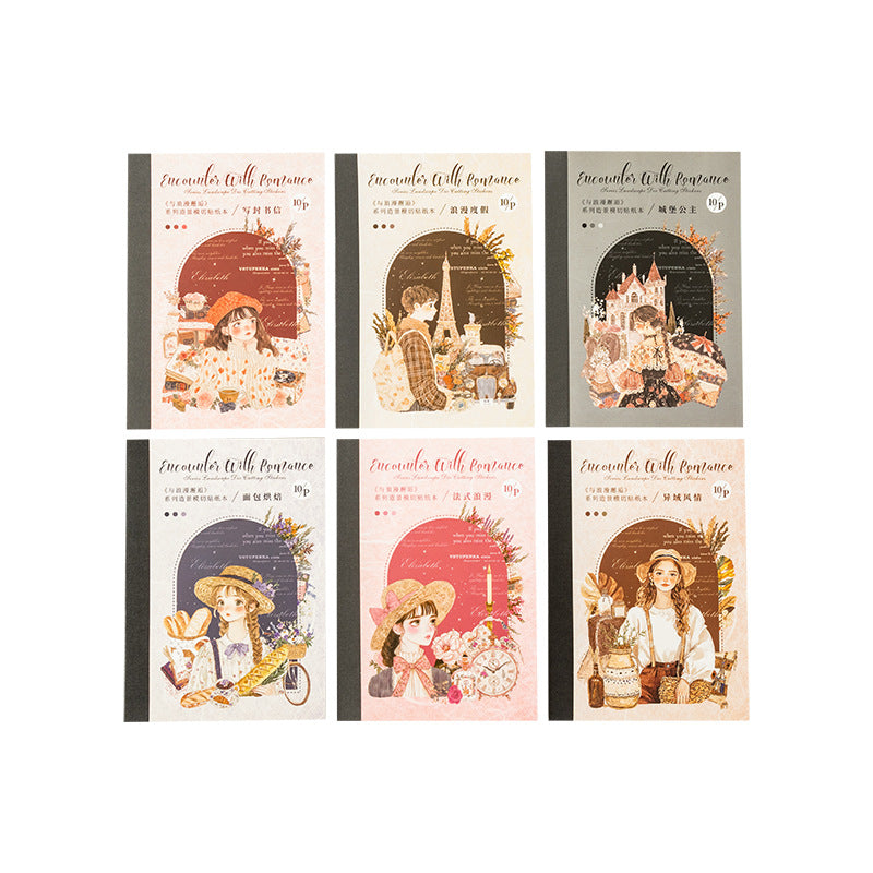 20 Sheets Romantic Encounter Theme Stickers Book YLMXH