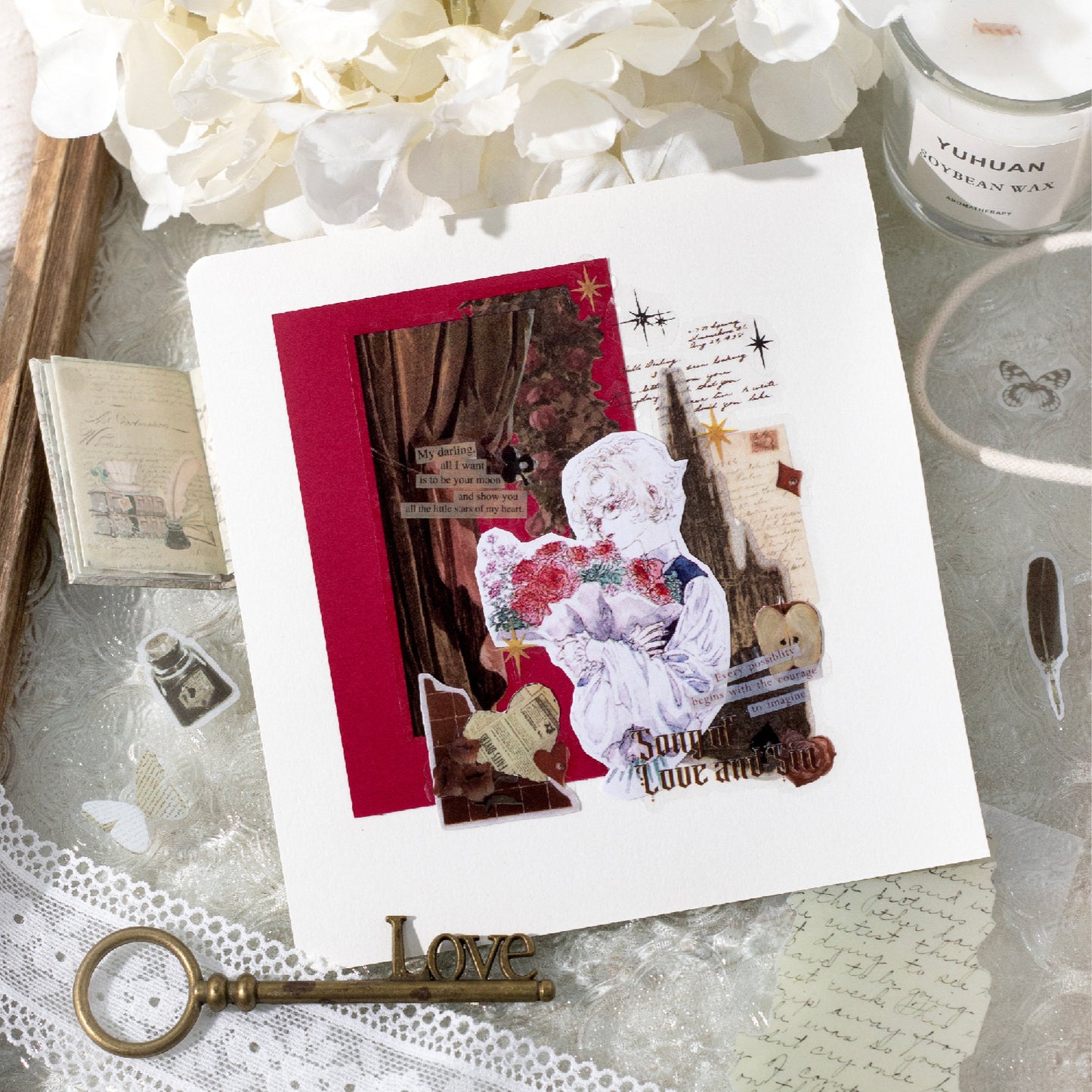 1 Roll Vintage Junk Journal Stickers Tape PTWY