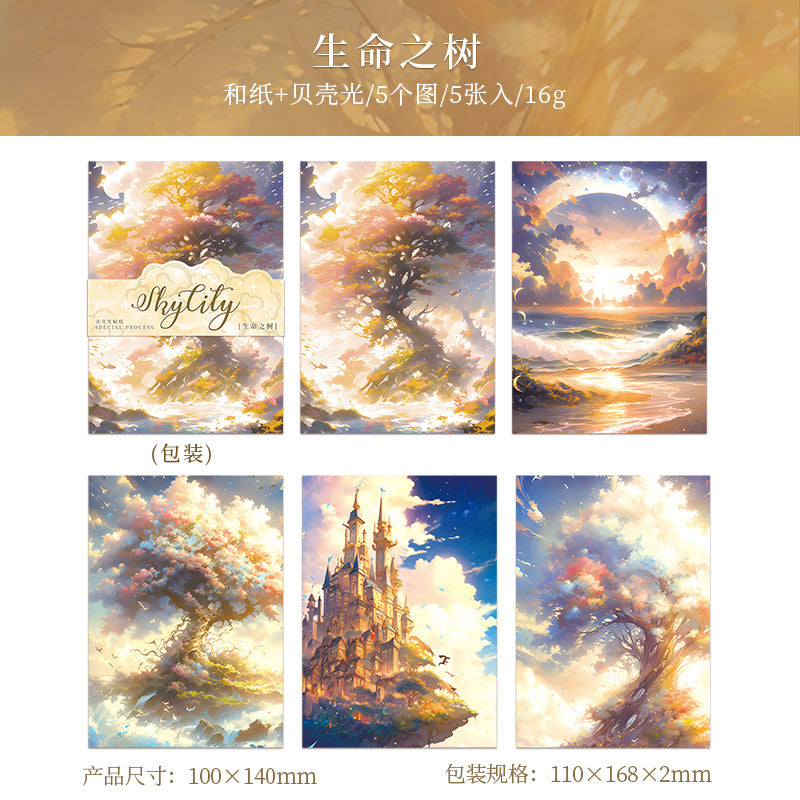 5 Pcs Fantasy Background Washi Stickers TKZC