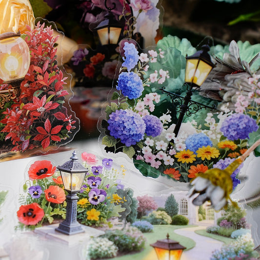 15 Pcs Night Landscape PET Stickers DHLSC