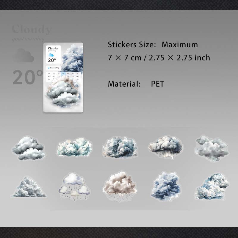 20 Pcs Weather PET Stickers QXWQ
