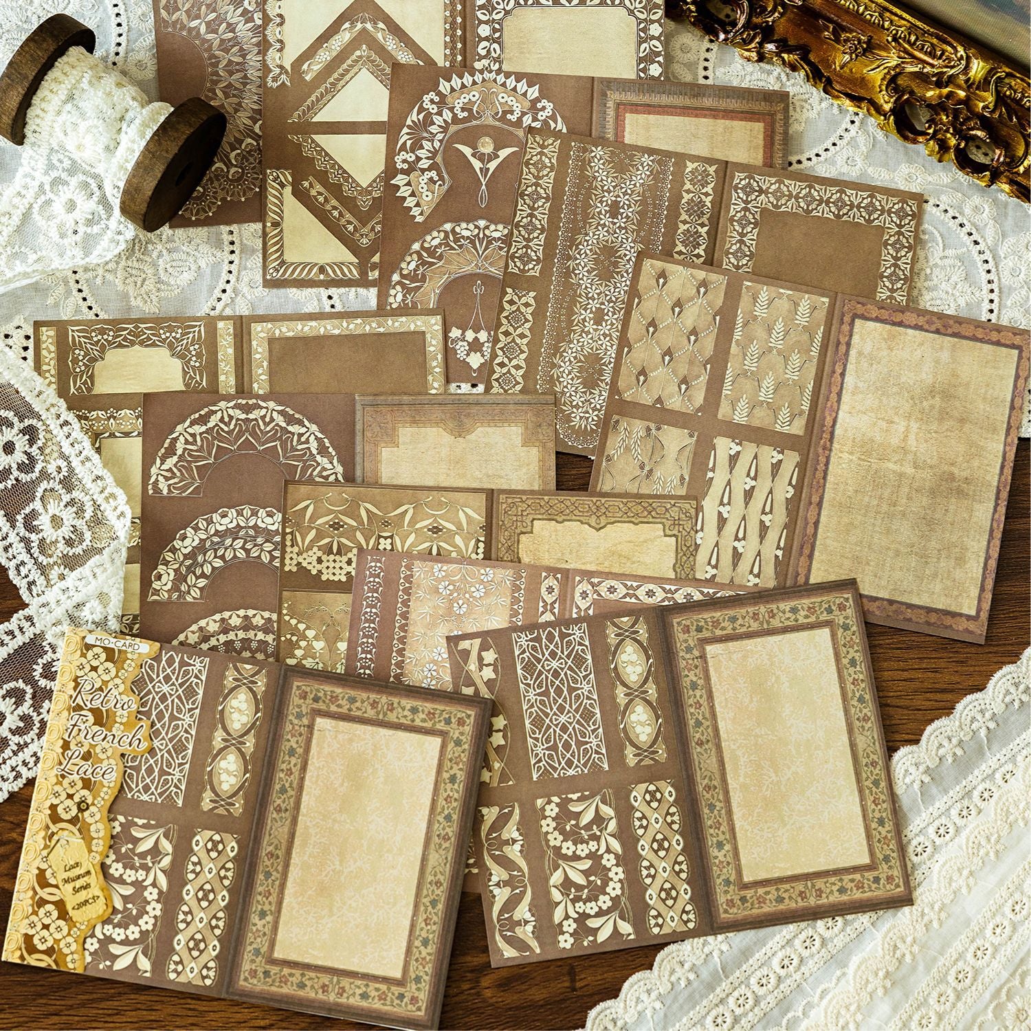 20 Sheets Vintage Lace Scrapbook Paper LSBWG