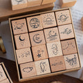 12 Pcs Astro-Chronicles Vintage Celestial Planet & Weather Stamp Set