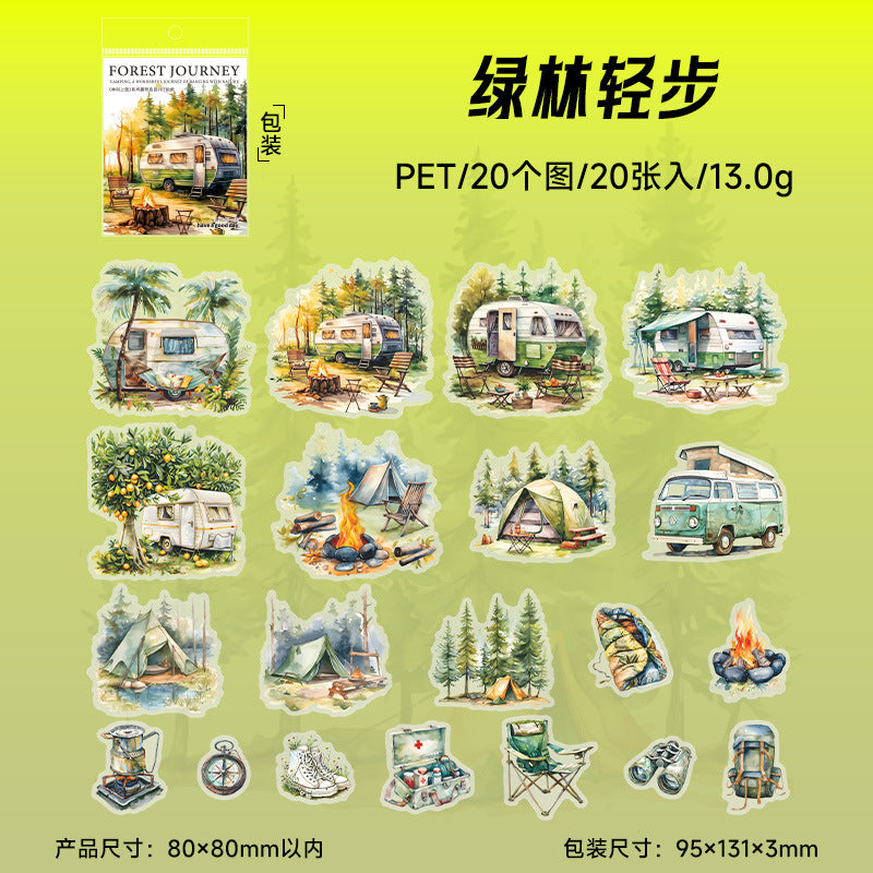 20 Sheets Camping Theme PET Stickers LJZL