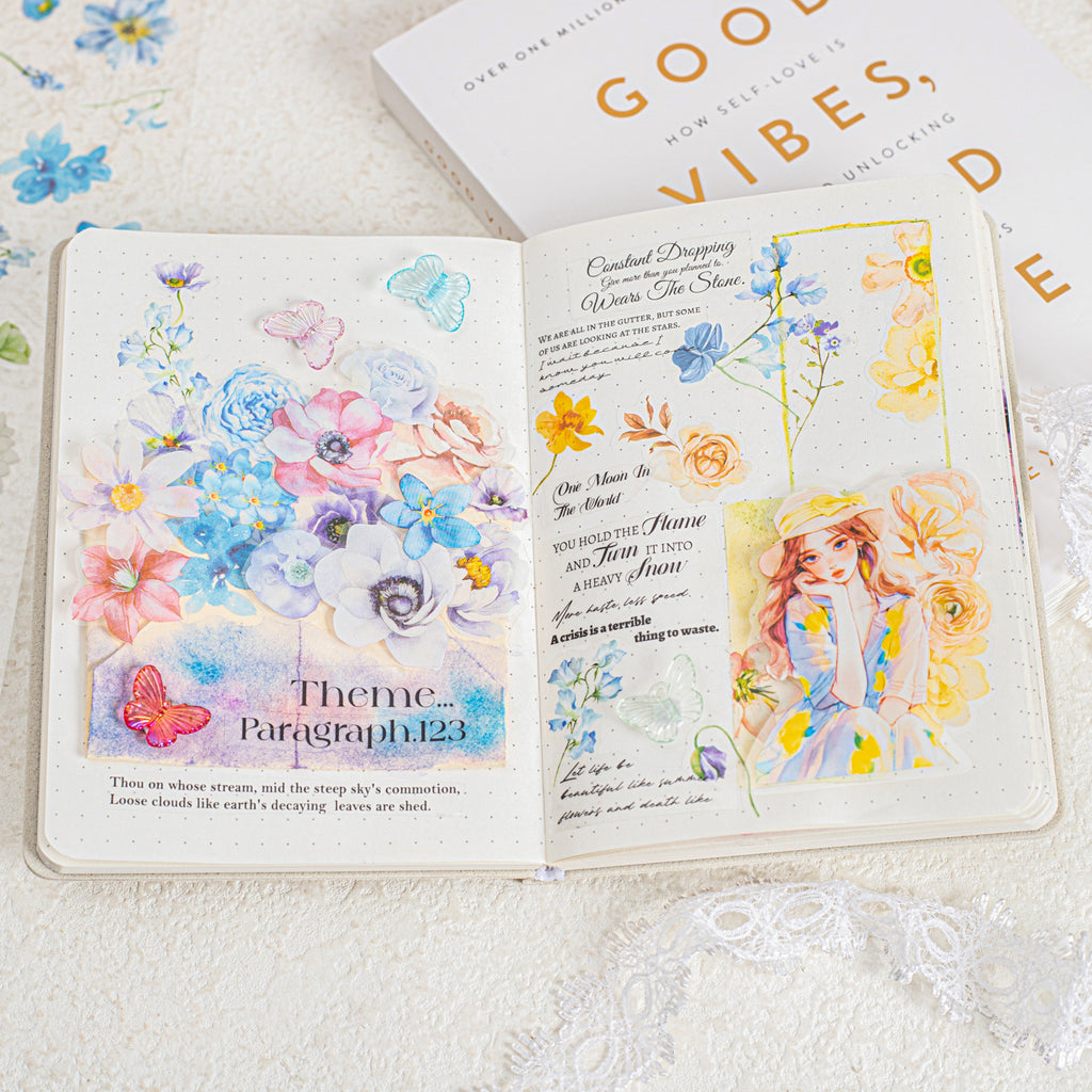 10 Sheets Flower PET Stickers Book HJTM