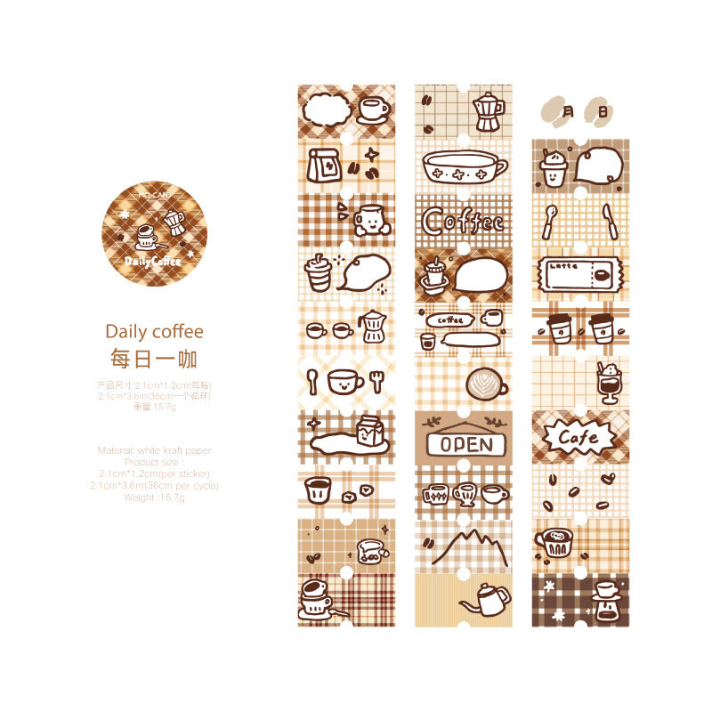 1 Roll Coffee Theme Stickers THeme Tape KFZY