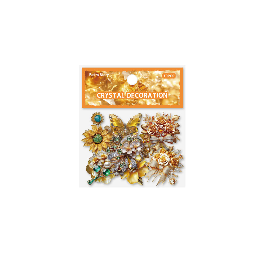 10 Pcs Crystal Jewelry Themed Cardstock Stickers JSXL