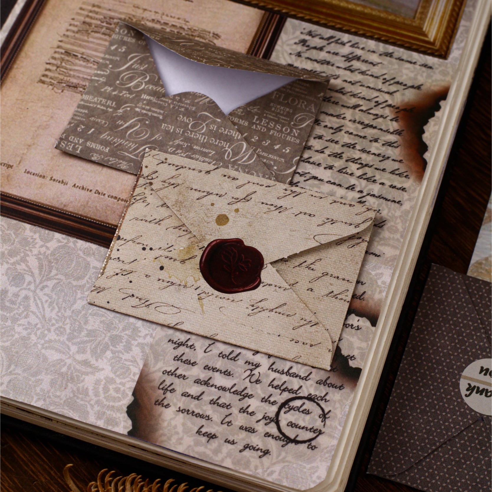 40 Pcs Floral Envelope and Wax Seal Stickers XFZY