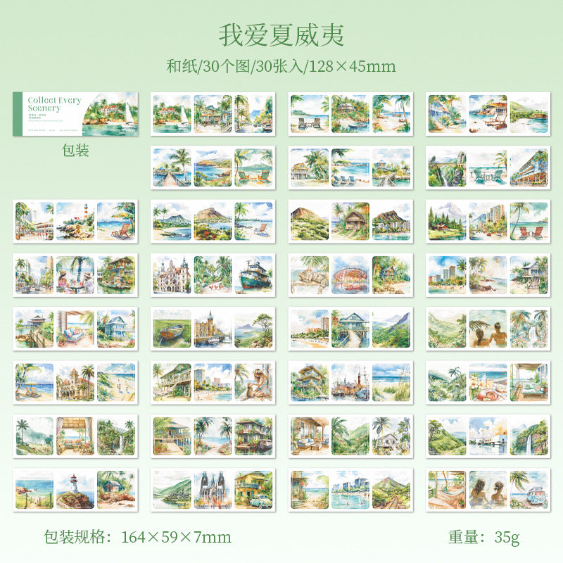 30 Pcs Travel Landscape Washi Stickers Book SJYDFJ