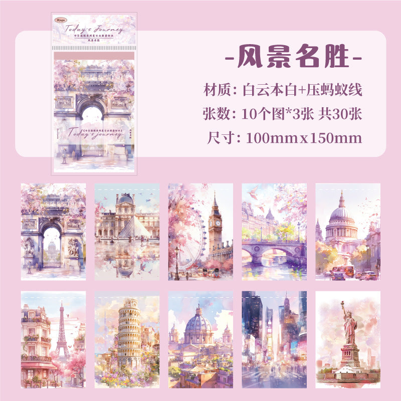 30 Sheets Watercolor Painting Scrapbook Paper JRLC