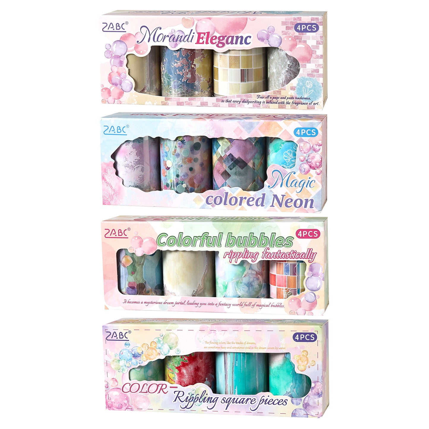 4 Rolls Colorful Art PET Tapes Kit BFCY